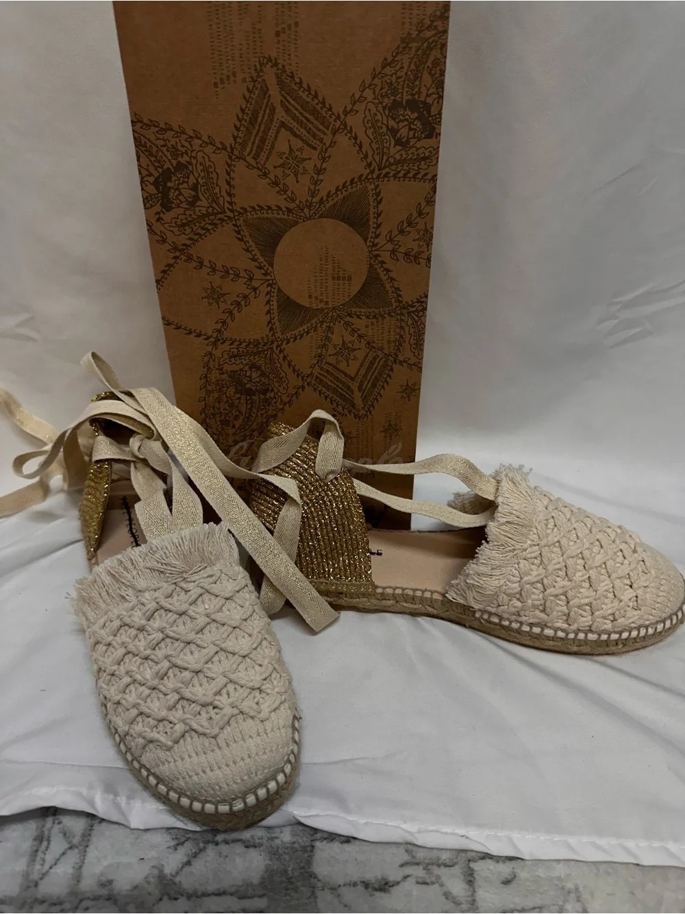 Free People Espadrille Lace-Up Sandals - Cream